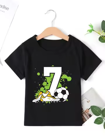 7th 8th 9th Birthday Gift Soccer Shoes Printed T Shirt Boys Birthday Party Outdoor Sports Gathering 