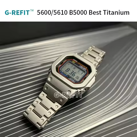 G-Refit V6 Titanium Alloy Watchband Bezel Strap Set for DW5600 GWB5600 G5600E GWM5610 Black Metal Ca