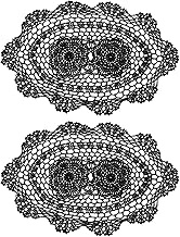 uxcell 2 Pcs 16x10 Inch Handmade Crochet Doilies, Polyester Cotton Table Placemats Oval Table Croche