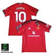 ADIDAS MANCHESTER UNITED 25/26 HOME SHIRT WITH CUNHA 10 & EPL PATCHES