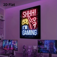 2D Flat,2D Flat,1pc Neon Gaming Poster Canvas Art for Esports Room, Game Hall, And Boys' Bedroom Wal