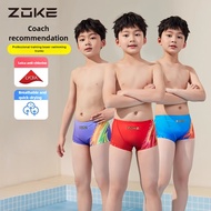Zoke Boys Competition Swim Trunks Professional Training Chlorine Resistant Racing