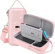 Flyekist Switch Case Newest Upgrade Compatible with Nintendo Switch/Switch OLED Model- Deluxe Hard Shell Travel Carrying Case, Pouch Case for Nintendo Switch Console,Dock &amp; Accessories, Pink