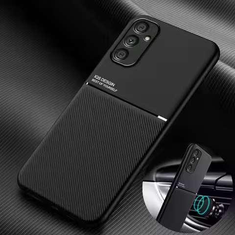 For Samsung Galaxy A34 5G Case Leather Texture Car Magnet Holder Phone Case For Samsung A34 5G A 34