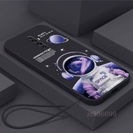 Casing OPPO A5 2020 OPPO A9 2020 OPPO Reno 2 OPPO Reno 2F Space Astronaut New 2023 phone case straight edge liquid silicone protective cover give hanging rope