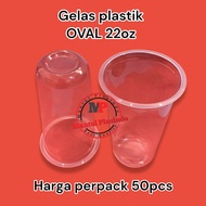 isi 50pcs Gelas Plastik Cup Oval 22oz / Gelas U Cup 22oz