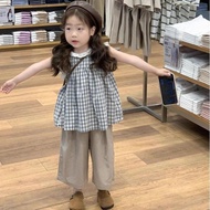 2025童装女童夏季新款女宝宝背心格子娃娃衫