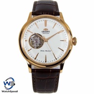 ORIENT Bambino Open Heart White Dial Brown Leather Strap Men's Watch RA-AG0003S