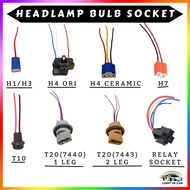 LUC Car Headlight Bulb Socket Wiring Harness H1 H3 H7 T10 H4 T20 1PIN & 2PIN Relay Socket Kereta Pro