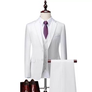 Setelan jas pria warna putih / blazer pria formal / jas wedding pria putih