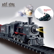 Battery Operated Railway Classical Freight Train Water Steam Locomotive Playset With Smoke Simulatio