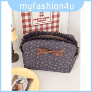 Cosmetic Travel Lace Bag With Cotton Fabric And Elegant Ruffle Detail For Care Daily
