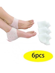 6入組鞋跟杯，凝膠鞋跟墊，鞋跟護具（3對），鞋跟保護器，適用於女性患者的足底筋膜炎支持，適用於足踝筋膜炎，裂開的腳跟，跟腱炎和跟骨疼痛