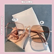 Fashion Square Frame Color-Changing Glasses Large-Frame Slimming Sunglasses  High-End Anti-Blue Ligh