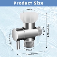 3 Way Bidet T Adapter, Leakproof Metal T Valve with Shut Off Valve, for Handheld Toilet Bidet 7/8” X