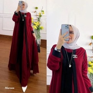 Kiara Set Dress / Gamis Ceruty Babydoll + Rompi Terbaru / Dress Muslim