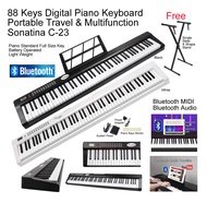 88 Keys Portable Travel Digital Piano Keyboard Electronic Piano Keyboard Bluetooth Piano APP Multifunction Battery Operated Slim Piano Standard Full Size Key Width 2.2cm Touch Sensitive Piano Portable Keyboard Piano 88 Keys Piano Good Sound Sonatina C-23