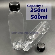 (250ml / 500ml)Empty Water Bottle Plastic with cover(250ml) PET Bottle / Air Botol Kosong Plastik