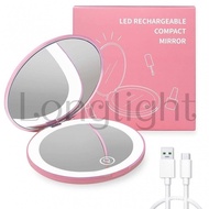 Compact Mirror with LED Light,1x/10x Magnifying Rechargeable Mirror,3.5in/9cm Pocket Mirror,Handheld