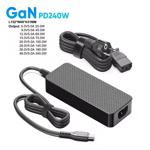HKY GaN PD3.1 240W 180W 48V5A 36V5A USB-C Power Adapter Repalcement for Delta ADP-240KB BA TYPE-C Si