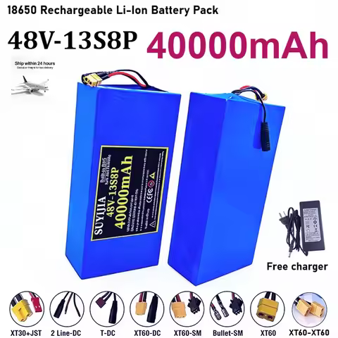 48V 13S8P 40Ah 18650 rechargeable lithium-ion battery pack high power belt BMS suitable for scooters