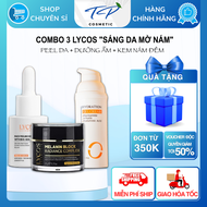 Combo 3 - Sáng Da Mờ Nám Lycos : Tinh chất Peel Da Lycos + Kem Nám Đêm Lycos + Dưỡng ẩm Lycos