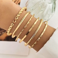 Ins European American Bracelet Diamond Twist Glossy Bracelet 6-Piece Set Irregular Punk Bracelet Set