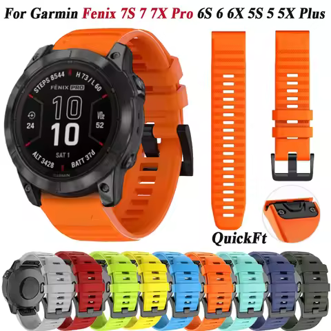 20 22 26mm Quickfit Silicone Sport Straps For Garmin Fenix 7X 7 7S 6X 6 6S Pro 5 5X 5S Plus Smartwat