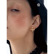 earring 1JINN M2M Iris Full Diamond Earrings Female Niche Design Light Luxury All-Match Unique Earri