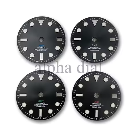 28.5mm Sterile Black Vintage Sunburst Watch Dial Suitable for Seiko GMT NH35/34 Automatic Movement B