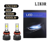 LIKOR NZ48 12V/24V 6000K 48W LED headlight H1 H3 H4 H7 H8/H9/H11 HB3/HB4 car headlight lumen watt la