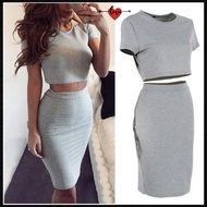 Ladies Club Dress Two Piece Outfits Bodycon Midi Dress 2-