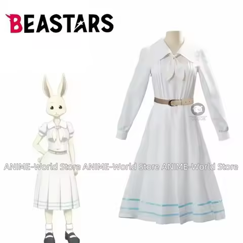 《Custom Made》Anime Beastars Haru Cosplay Costume Long sleeves Uniform White Rabbit Animal Cute Dress