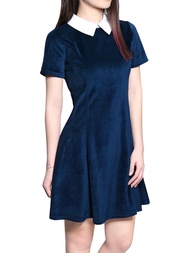 Allegra K Women's Short Sleeve Peter Pan Collar Cute Dress Casual Flare Skater Mini Dress Maid Costu
