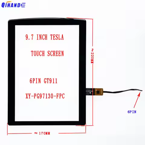 New 9.7 Inch Tesla Capacitive Touch Screen Digitizer Sensor For Radio 220*170mm 6Pin GT911 XY-PG9713