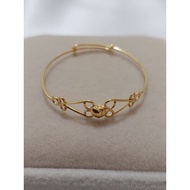 1 gram light gold heart motif baby bangle bracelet