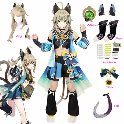 Costume Genshin Impact Kirara Costume Kirara Ears Tails Suit Women Wig Kirara Cosplay Game Halloween