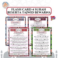 FLASH CARD SURAH 4 SURAH BERSERTA TERJEMAHAN - A4 -Al-Kahfi -Al-Mulk -Ar-Rahman - Al-Waqiah - Kad Po