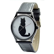 聖誕禮物 - 黑貓手錶---中性設計---全球免運費