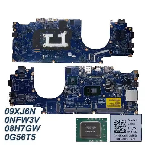 09XJ6N 0NFW3V 08H7GW 0G56T5 for Latitude 5490 Laptop Motherboard System Mainboard LA-F402P I7-8650U/
