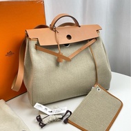 愛馬仕herbag39  麻布銀扣