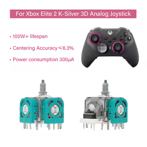 2/10pcs K-Silver JS13 Pro TMR Joystick for Xbox Elite 2 Gamepad Replcement 3D Analog Carbon ThumbSti