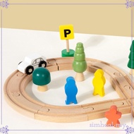 [SimhoabeMY] Wooden Train Set Railway Playset Boys Girls Trip Home 3,4,5 Years Old and up Toddler Pr