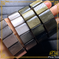 Vòng Tay Đá Núi Lửa Obsidian Vàng Đen Bản Mặt Vuông Cao Cấp - Pháp Tâm