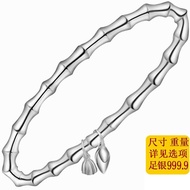 Simple Pure Silver Silver Bracelet Ethnic Style Jewelry Shiny Bamboo Silver Bracelet 999.9 Sterling 