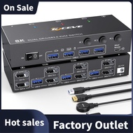 USB3.0 DP KVM Switch 3 Computers Resolution  USB 3.0 Displayport 2 Monitor 8K@30Hz 4K@144Hz US Plug 