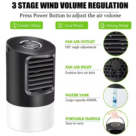 2020 Portable Air Conditioner Small Personal Air Cooler(Black)