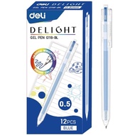 Hộp 12 Bút Gel Delight 0.5 mm - Deli EG118-BL - Mực Xanh