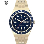 TIMEX TW2U62000 Men's Analog Watch Q Reissue Quartz 38mm Day Date SS Bracelet Blue Gold *Original