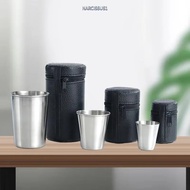 NARCISSUS13A0E 4Pcs Camping Cups, with  Mini Whisky Wine Glass, 2025 Stainless Steel 30ml/70ml/170ml